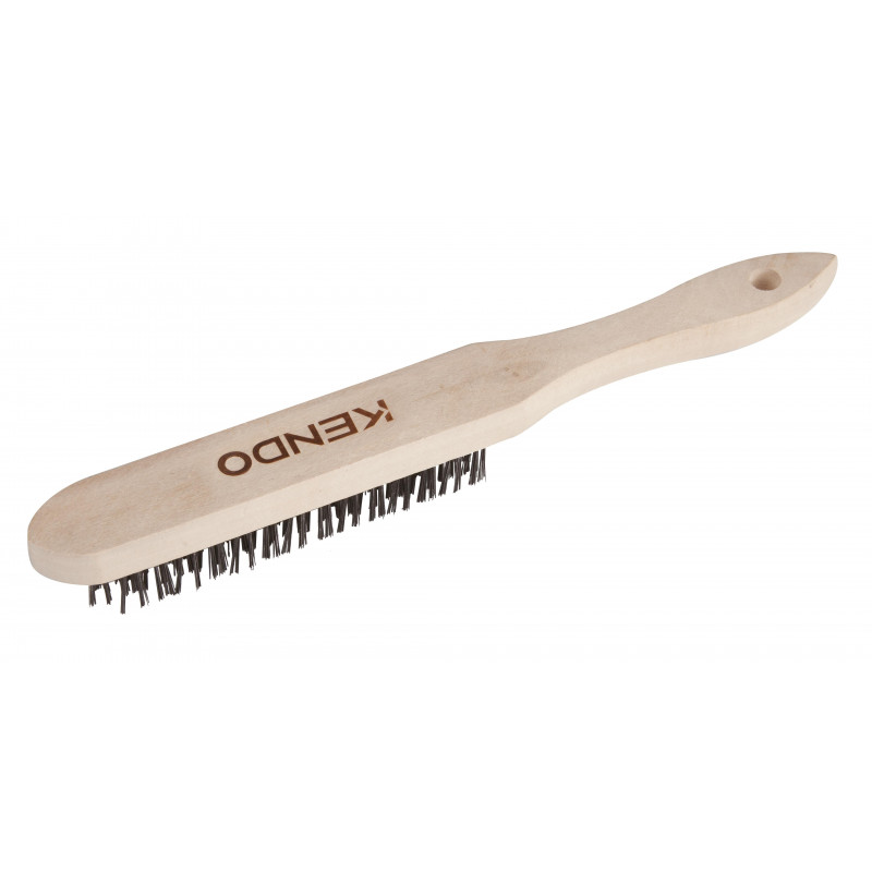 Cepillo de alambre mango de madera 4 filas 