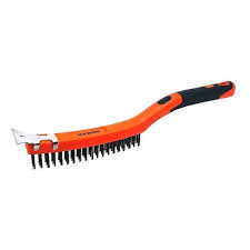 Cepillo mango plastico con raspador 3 filas de 14" 