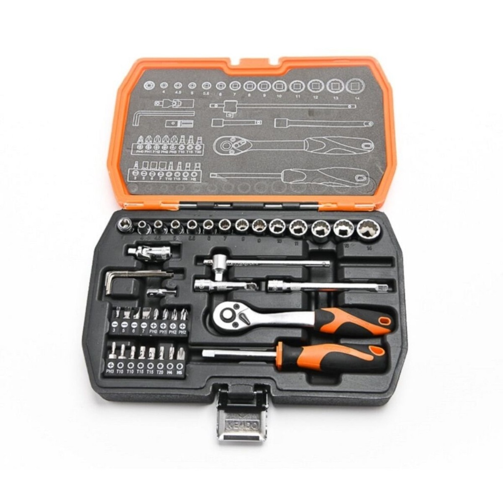 Juego de copas y puntas de 1/4 42 pzs  