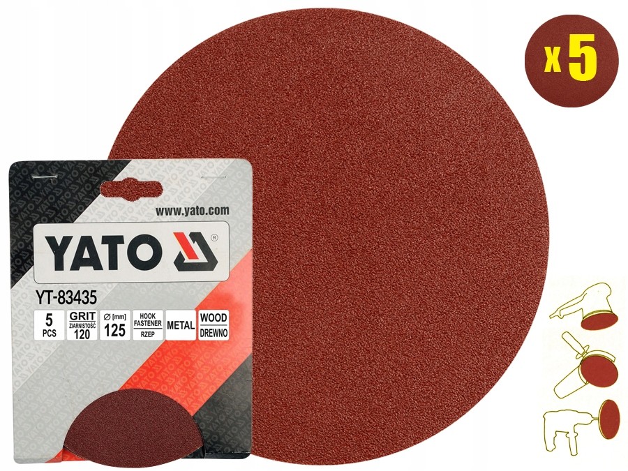 Lija redonda 5" grano 120 5pzs 