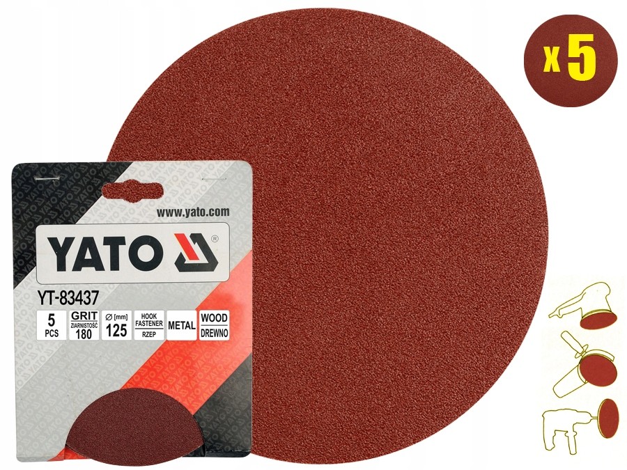 Lija redonda 5" grano 180 5pzs 