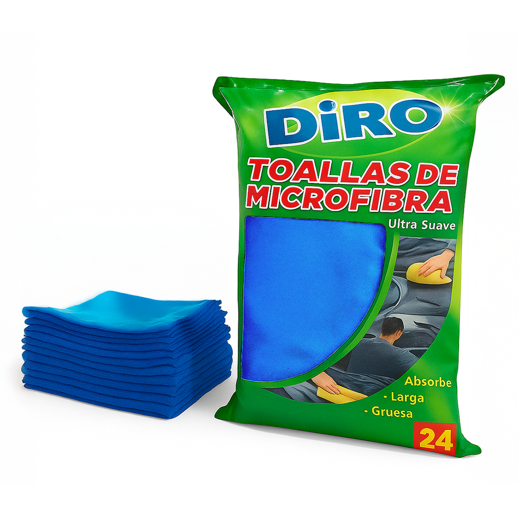 Toalla microfibra azul pack 24 pcs 16"x 16" 