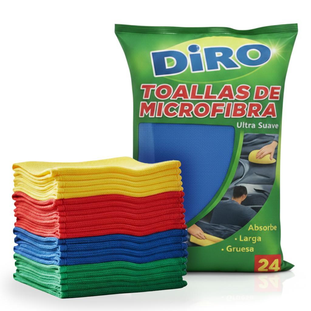 Toalla microfibra mix pack 24 pcs 16"x 16"    Rojo, Verde, Azul, Amarillo