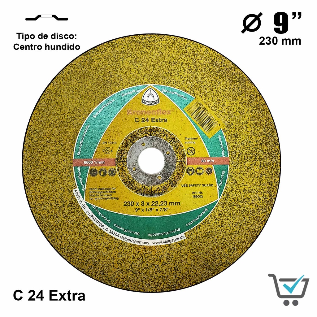 DISCO P/CORTE CONCRETO 9; MARCA: KRONOFLEX