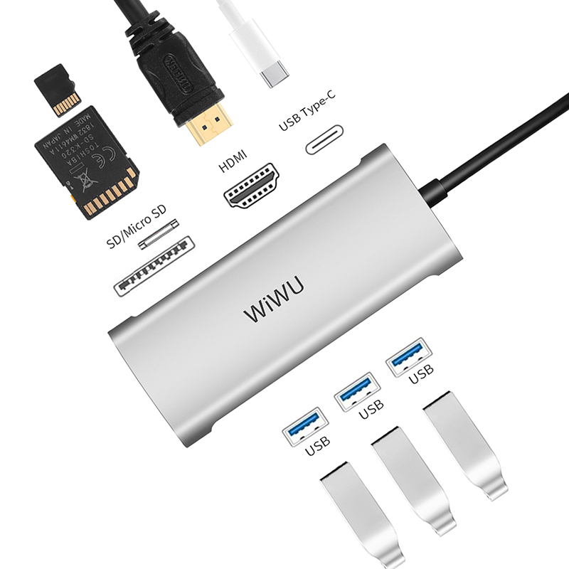 Adaptador usb-c 7 en 1 (alpha 731hp) gris