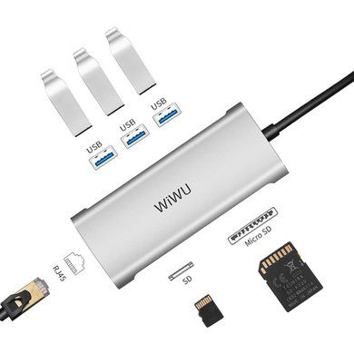Adaptador usb-c 6 en 1 (alpha 631str) gris