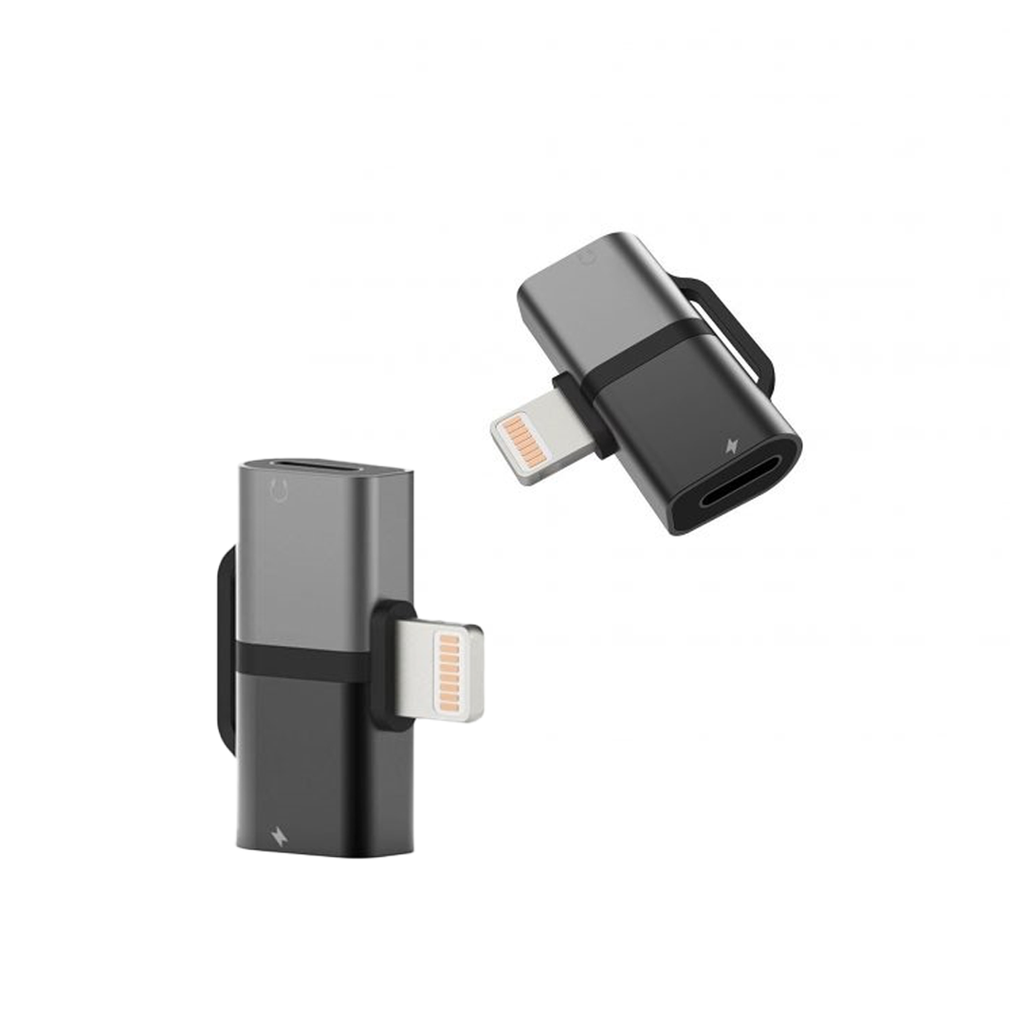 Adaptador mini dual carga y audio para iphone st02 plateado
