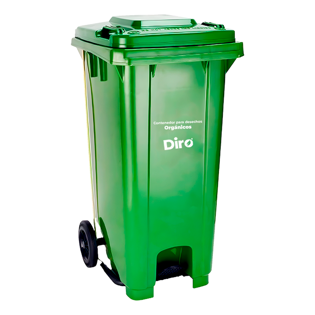 Basurero verde con pedal 120 lts 