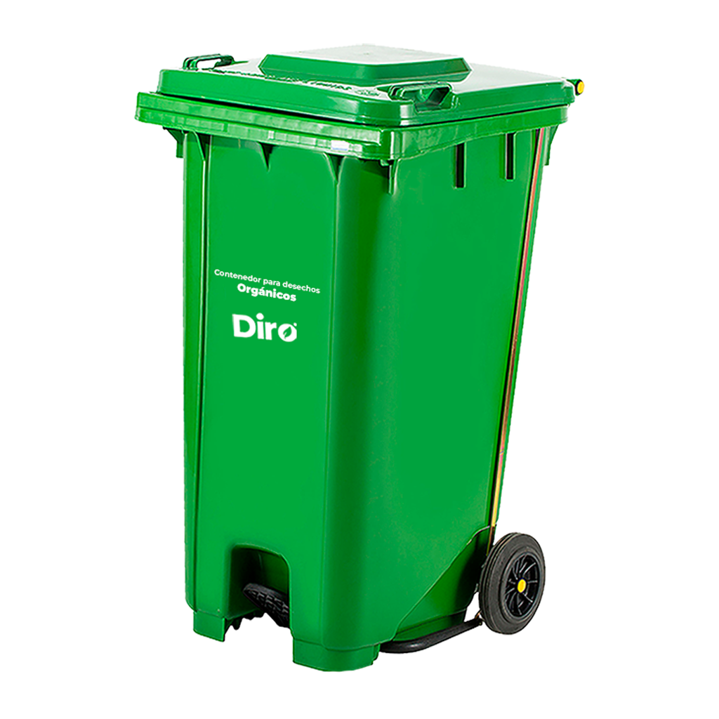 Basurero verde con pedal 240 lts 