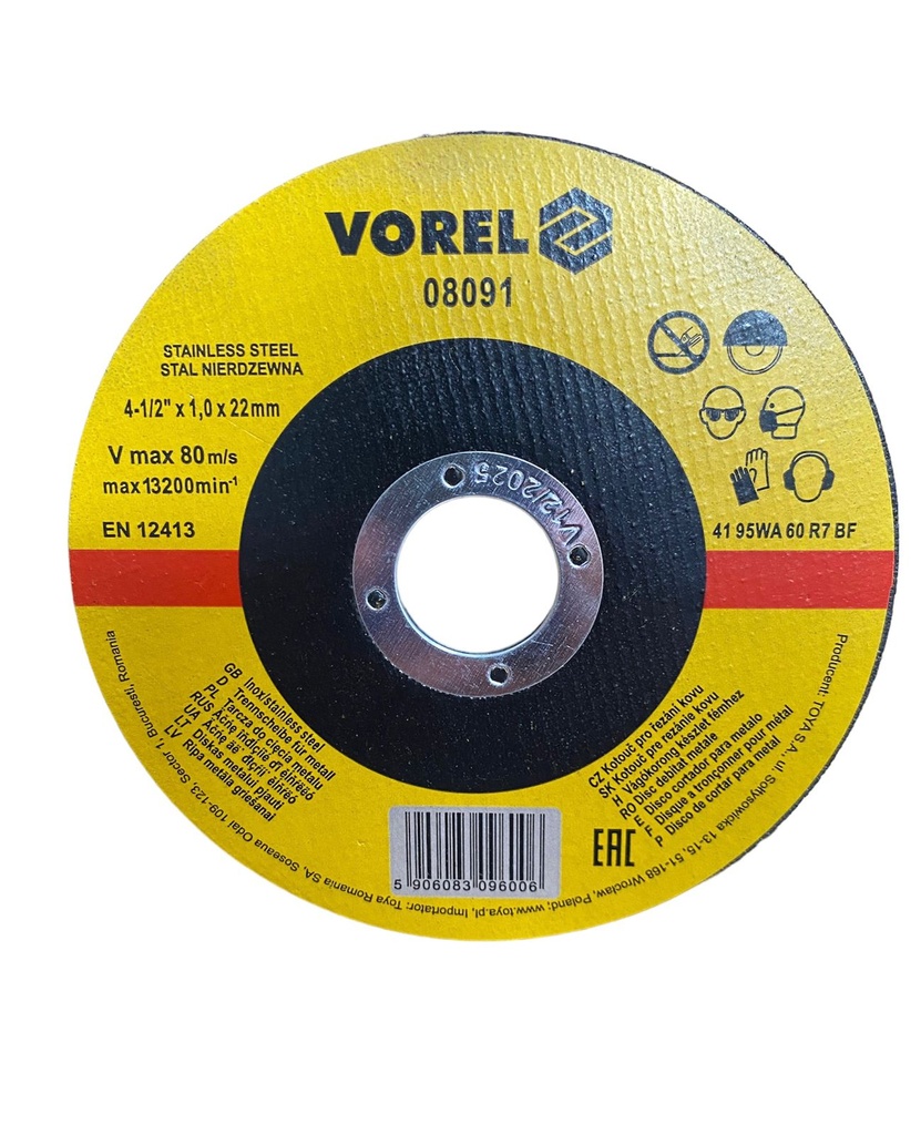 Disco para corte metal 4-1/2 x 1 mm inox  