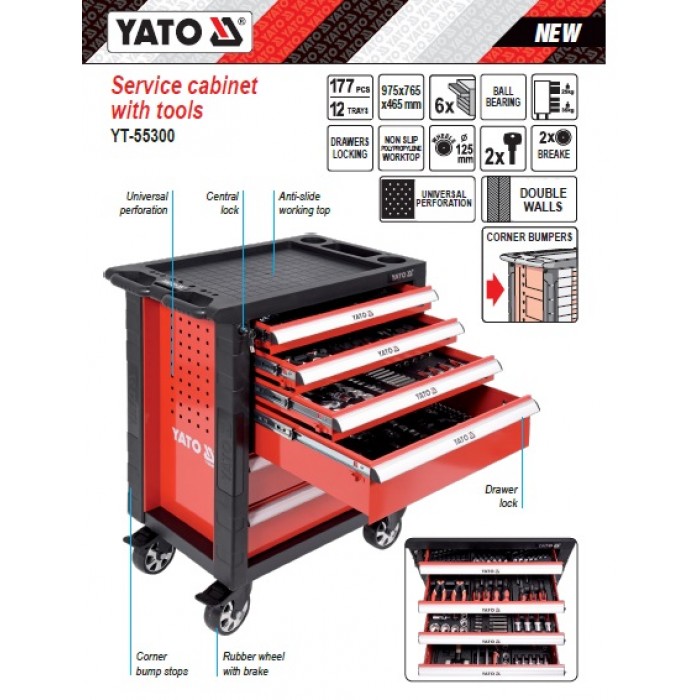 Gabinete con herramienta 6 gavetas 177 pcs 