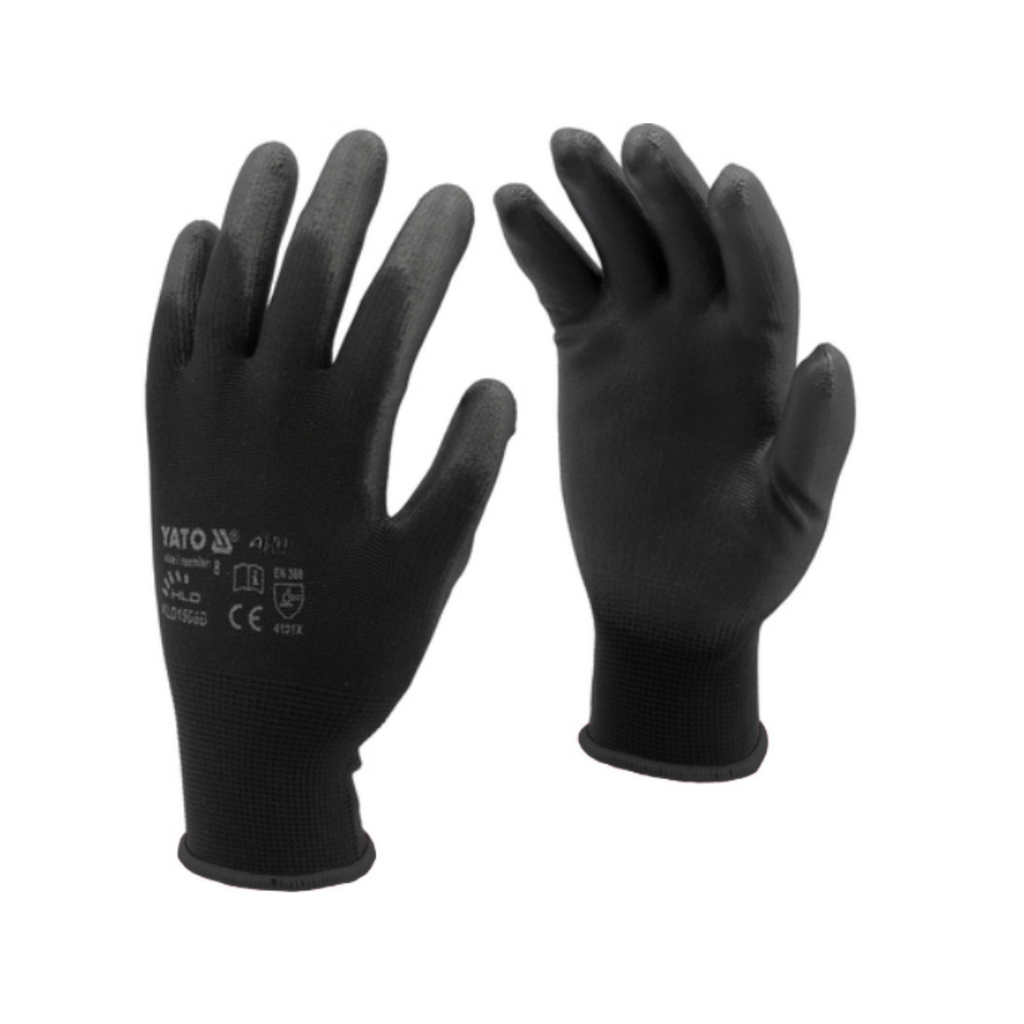 Guante poliuretano negro puño tejido 10 