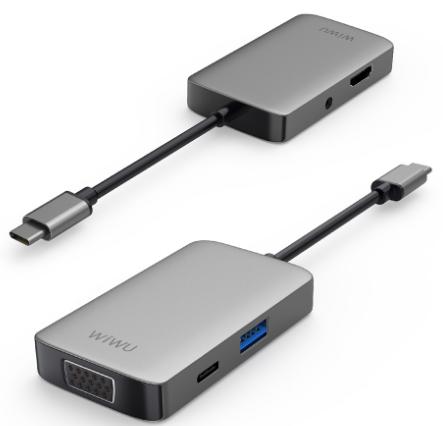 Hub usb-c 5 en 1 (alpha a513hvp)1xusb3.0 1xtipo-c 1xhdim 1xvga 1xstereo