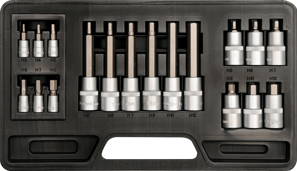 Juego copas de puntas allen raiz 1/4 y1/2 3-12 mm 18 pzs 