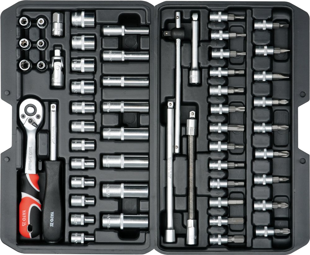 Juego de ratchet y copas 1/4" 56pzs 