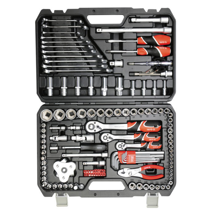 Juego de ratchet y copas 1/4 3/8 & 1/2 126 pzs 