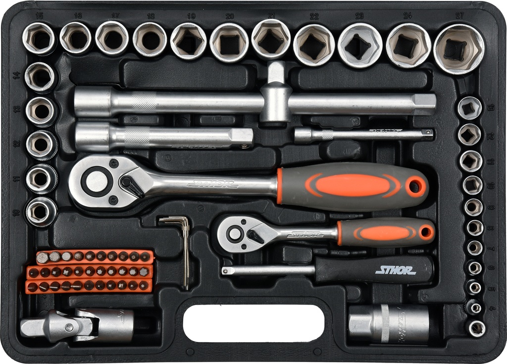 Juego de ratchet y copas 1/2" & 1/4" 72 pcs