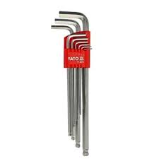 Juego llave hexagonal extra larga 1.5-10mm bola 9 pzs