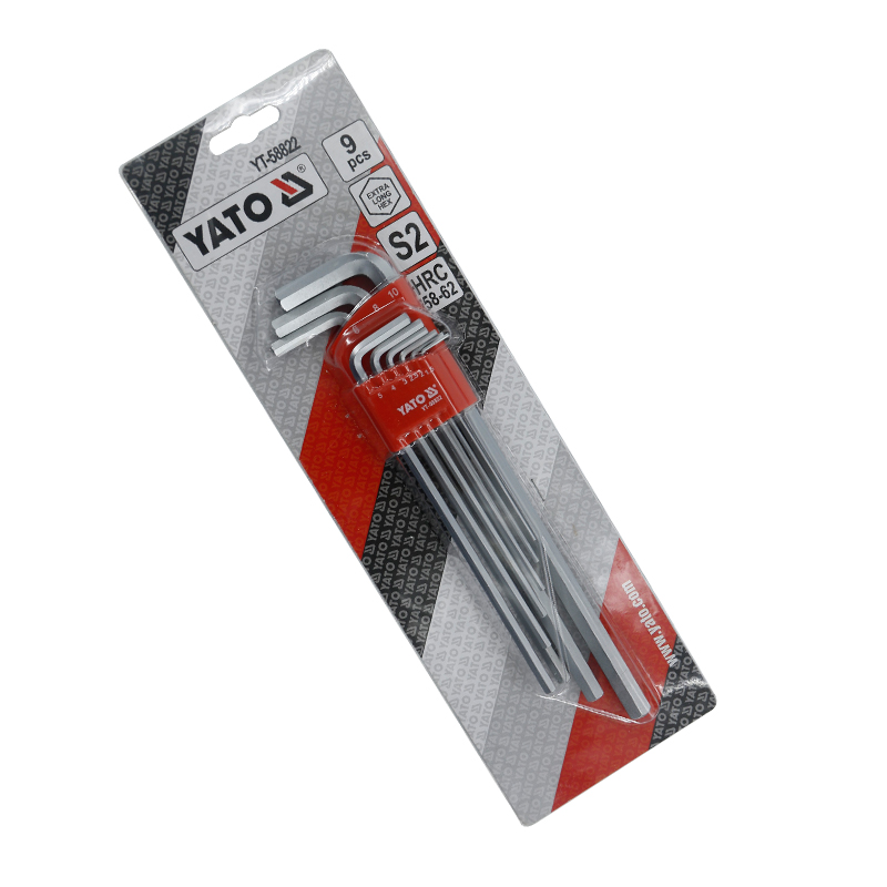 Juego llave hexagonal larga bola 1.5-10 mm 9 pzs 