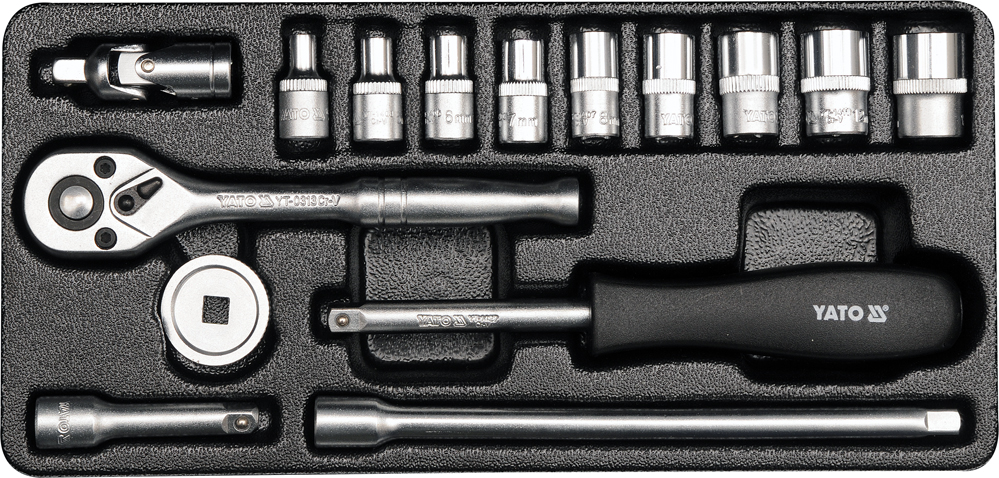 Juego ratchet y copas 1/4 15pzs