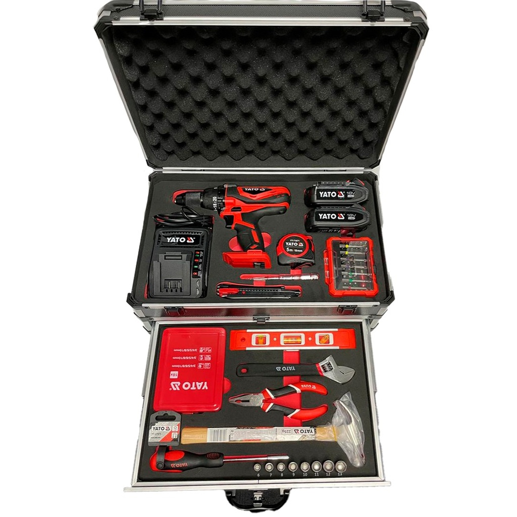 Juego taladro inalambrico 2 baterias 96 pzs 