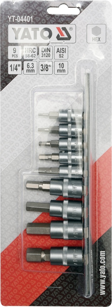 Puntas hexagonal 1/4 3/8 9 pzs 