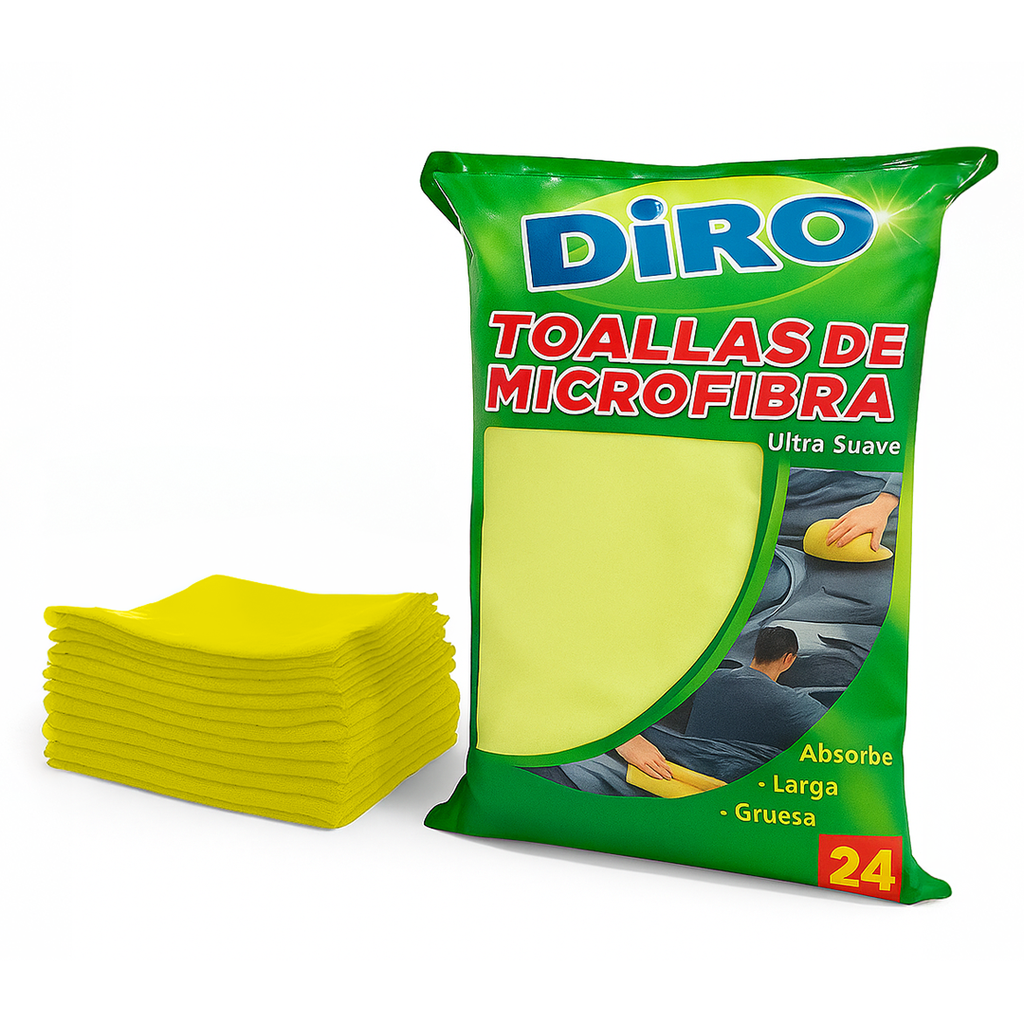 Toalla microfibra amarilla pack 24 pzs 16"x 16" 
