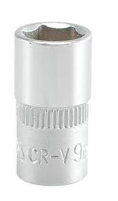 Copa hexagonal corta 9mm 1/4" 6pt crv 