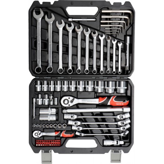 Jgo de ratchet y copas 1/4 & 1/2 77pzs 