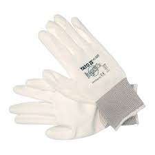 Guante poliuretano blanco puño tejido 10 