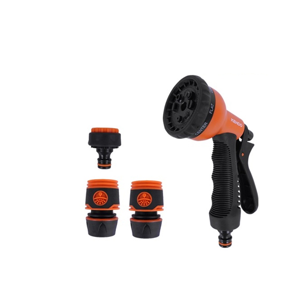 Pistola 8 funciones y conectores para manguera 4 pzs  