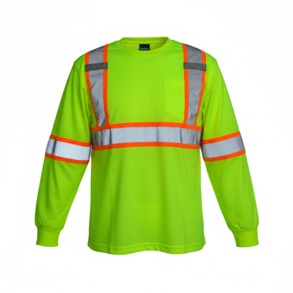 Playera reflectiva amarilla manga larga  