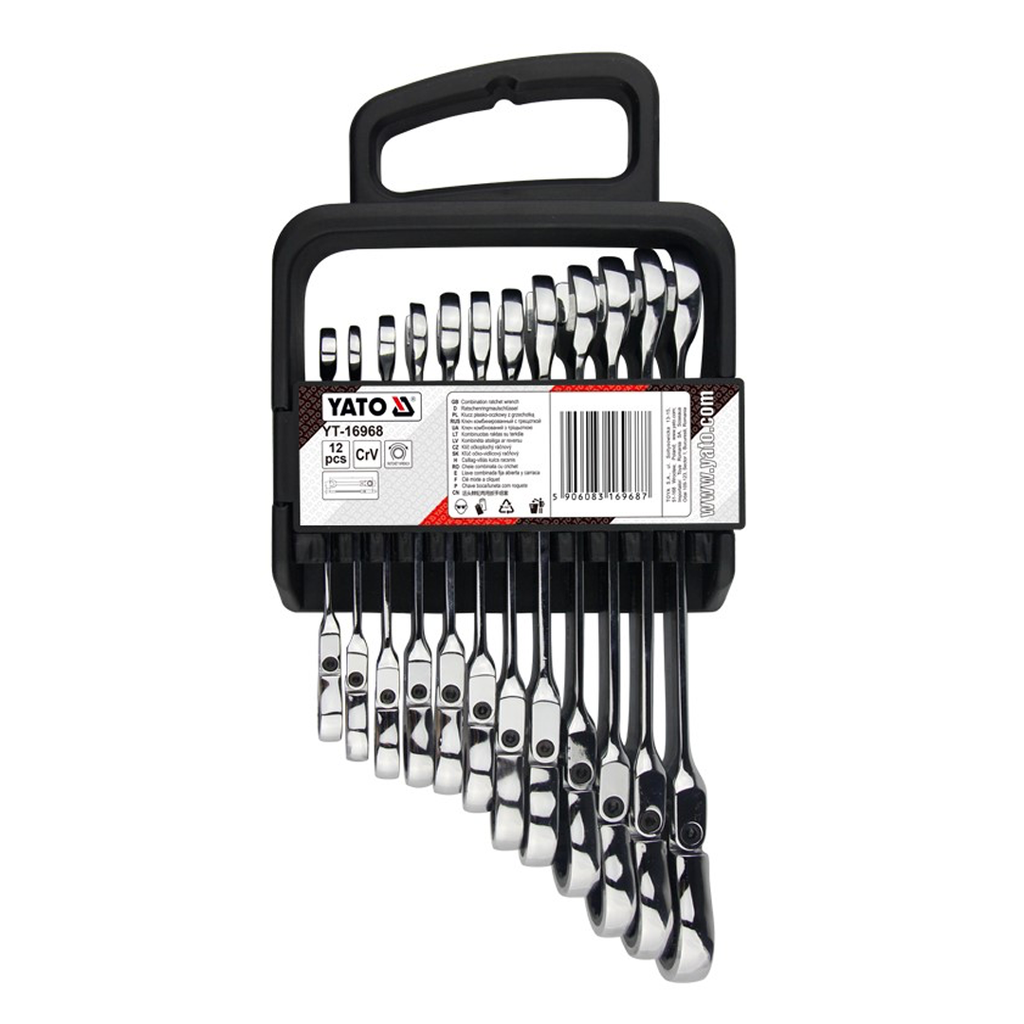 Llave cola corona ratch articulada 12 pzs (8-19 mm)