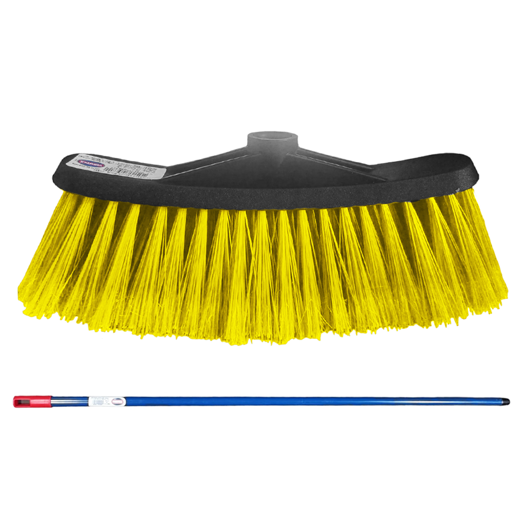 Escoba amarillo económica, cabo de madera 1.2m