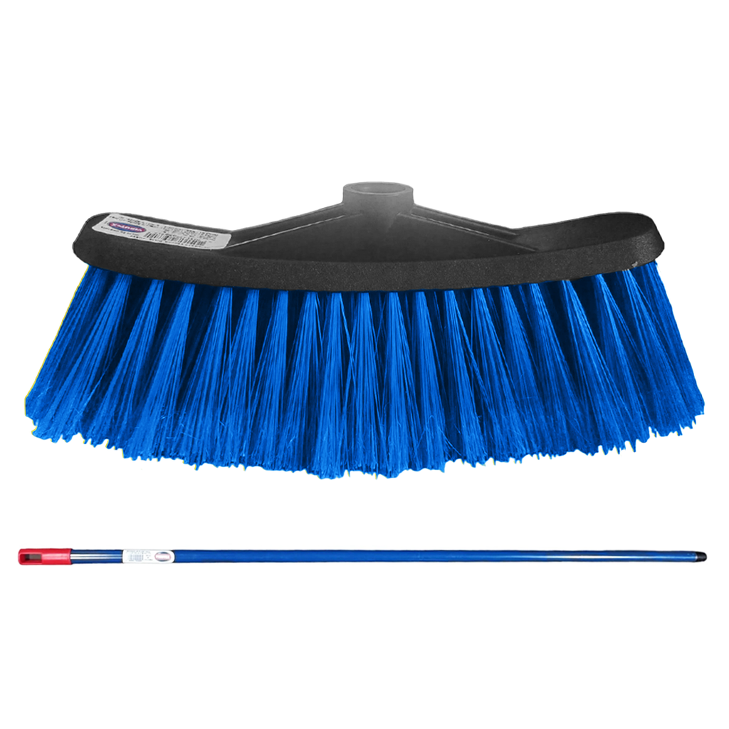 Escoba azul económica, cabo de madera 1.2m
