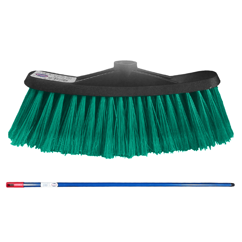 Escoba verde económica, cabo de madera 1.2m