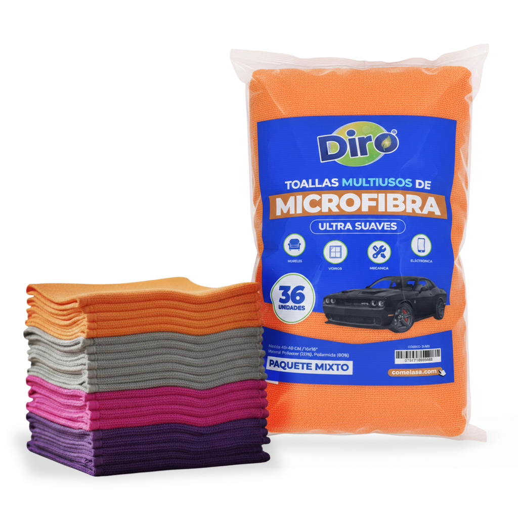 Toalla microfibra pack 36 pcs 16"x 16"
