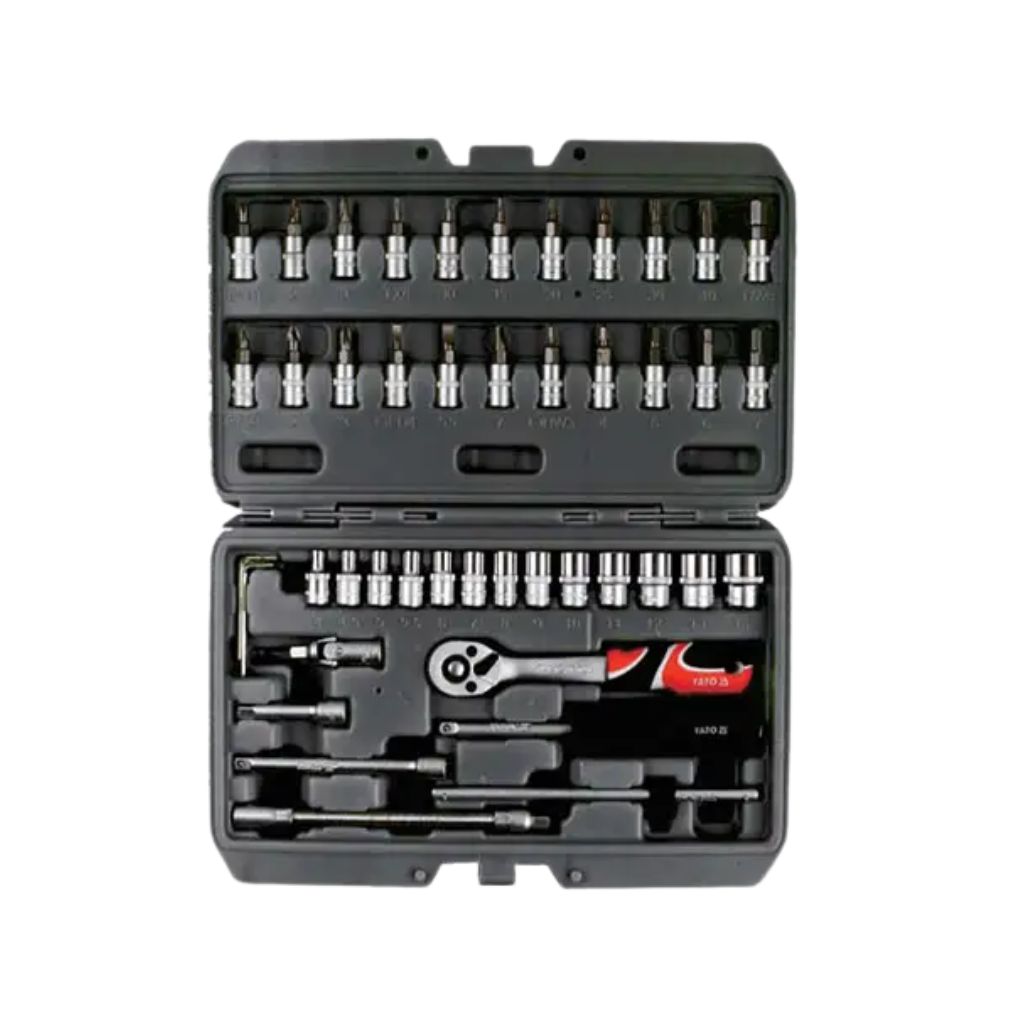 Juego de ratchet y copas 1/4, 46 pzs