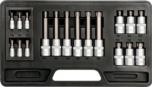 Copas de puntas torx 18 pzs. raiz 1/4 y 1/2  7