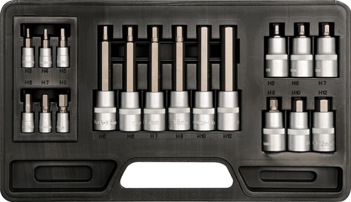 Juego copas de puntas allen raiz 1/4 y1/2 3-12 mm 18 pzs 