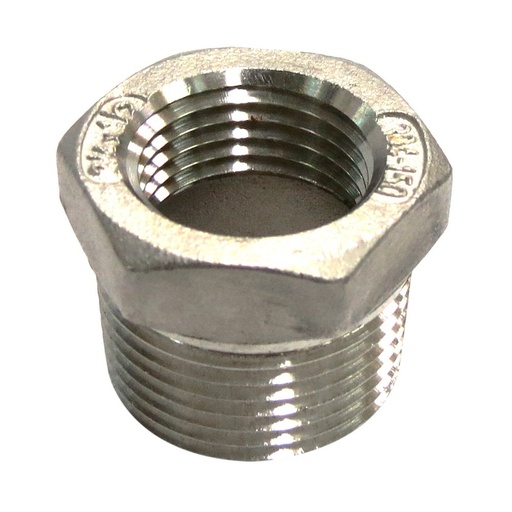 Reducidor Bushing acero inox de 1 ½” a 1”; s/m