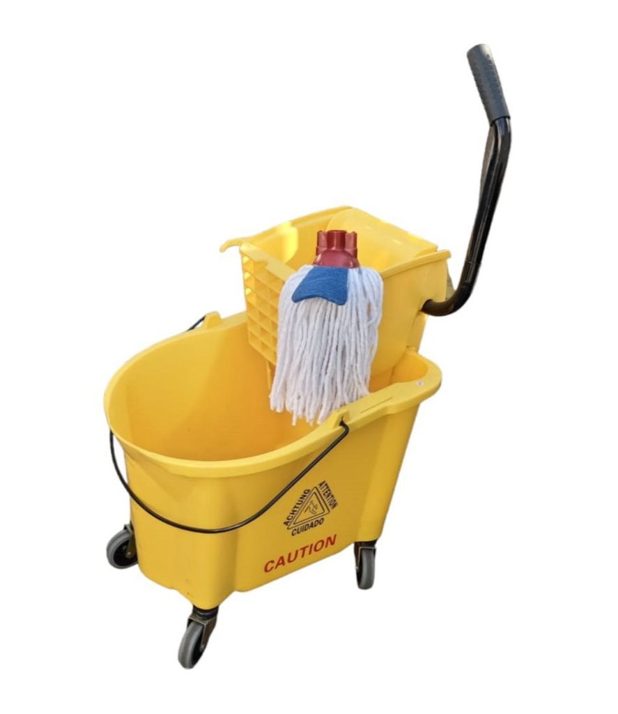 Carro estrujador 36 lts diro amarillo + mopa redonda algodon 