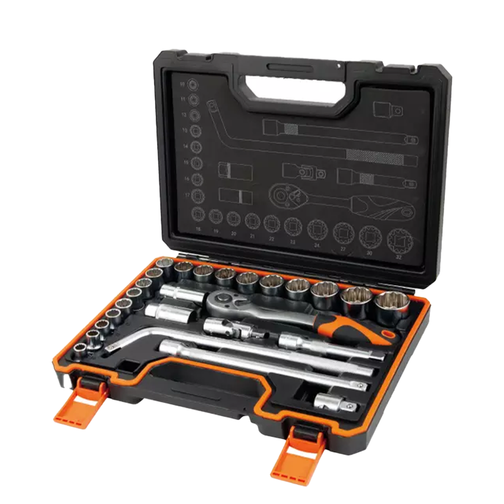 Juego de ratchet y copas 1/2, 26 pcs (10-32 mm)