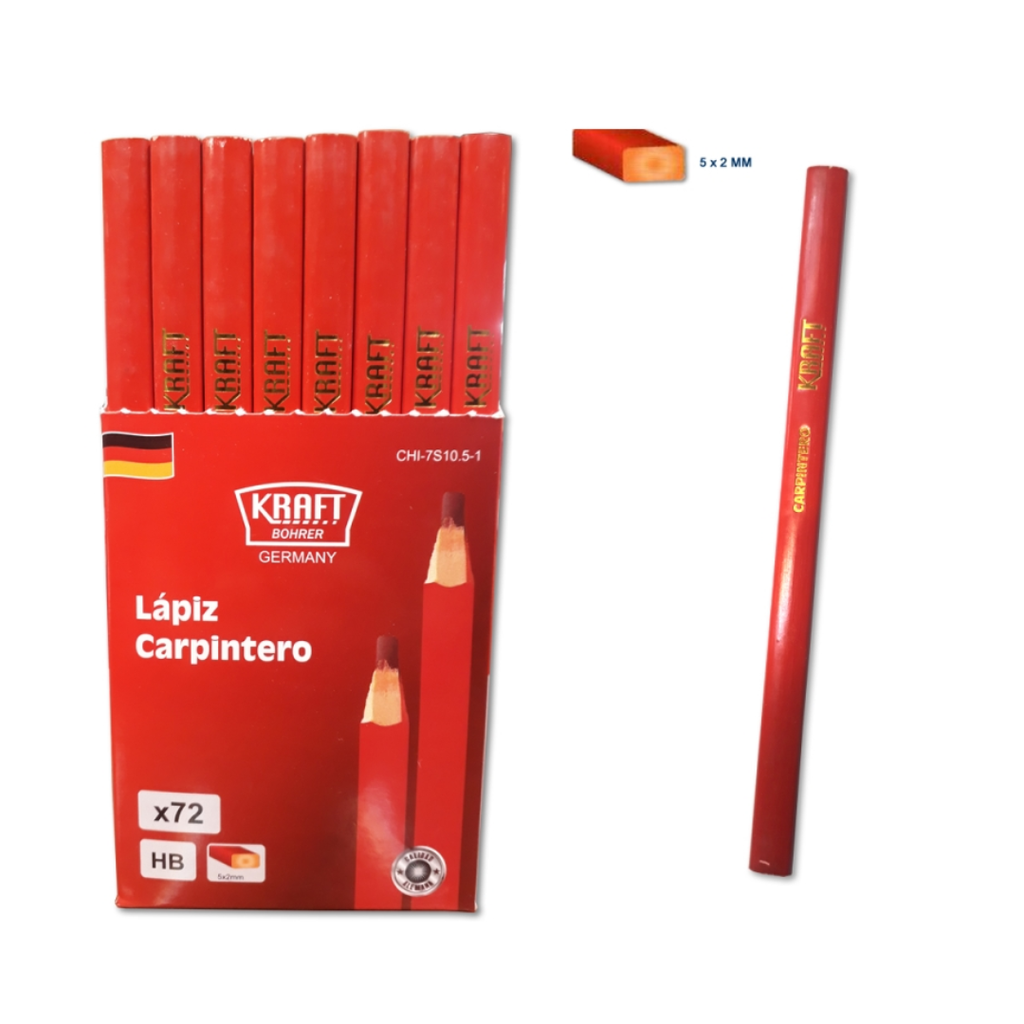 Lápiz p/carpintero negro rectangular 176X10.5X7.5mm